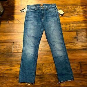 Mother The Mid Rise Dazzler Ankle Fray in color new sheriff in town.